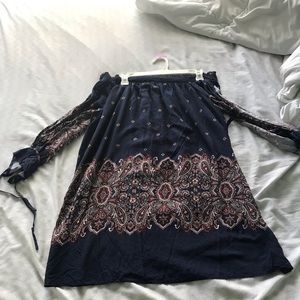 An off the shoulder dress, perfect for right now!